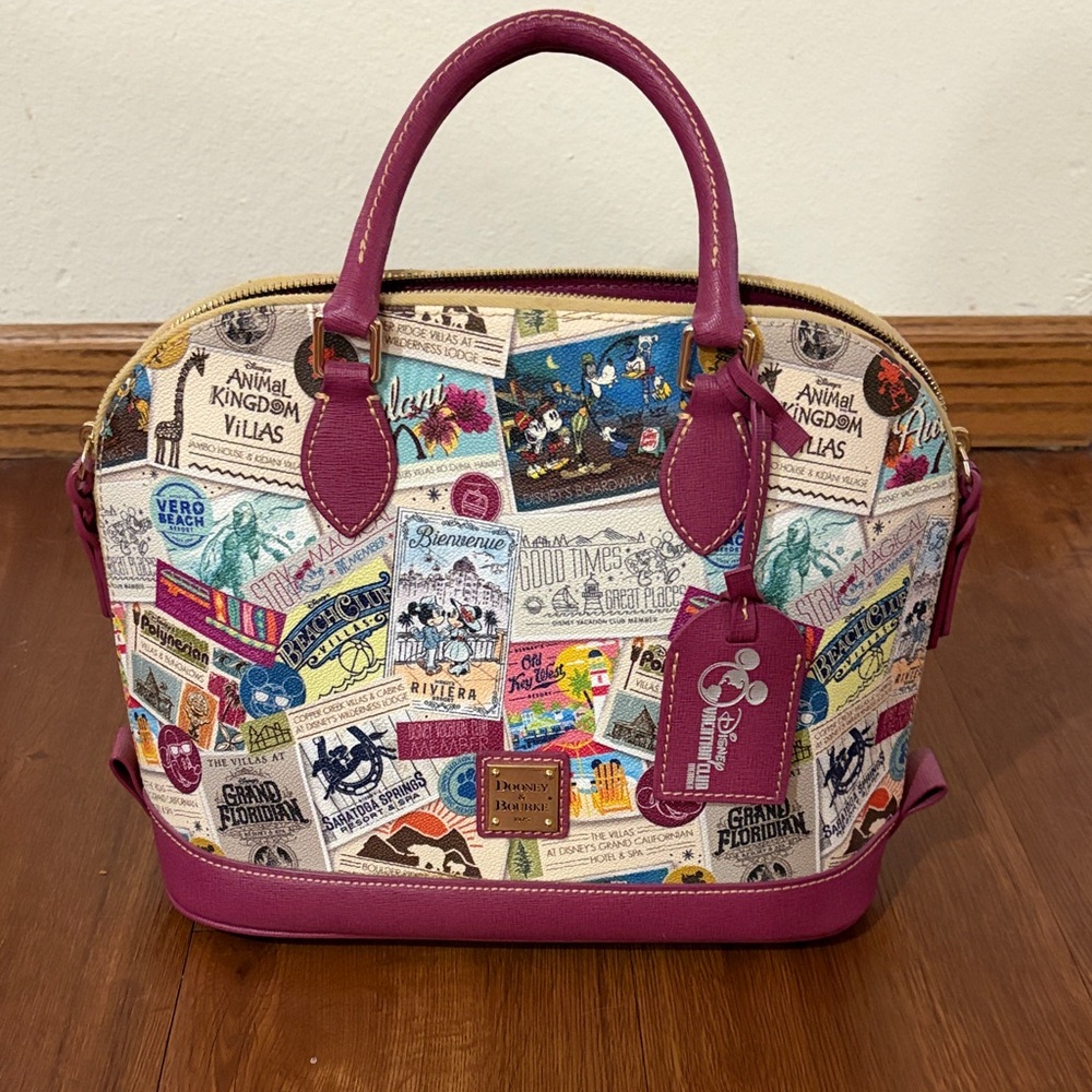 Dooney & Bourke Purple and Cream Satchel